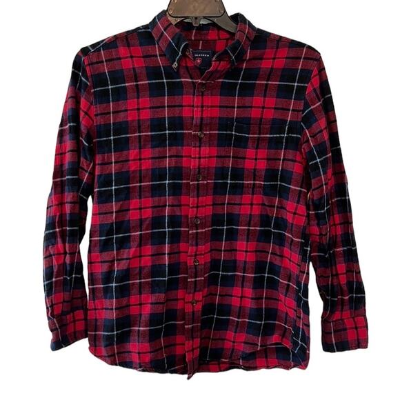 Saddlebred Red/Navy/Black Plaid Button Down Cotton Flannel - Picture 1 of 13